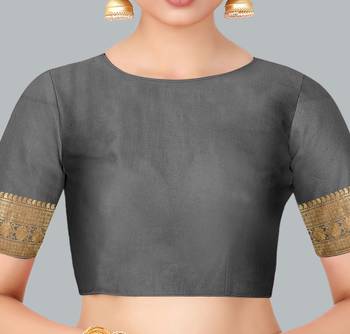 Grey woven banarasi silk saree with blouse 3