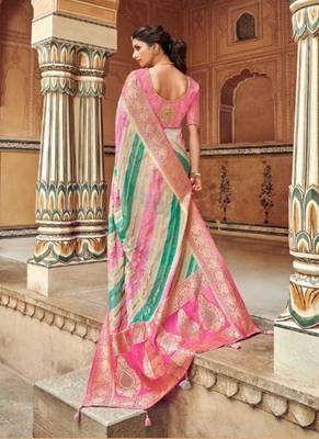   multicolor woven silk saree with blouse 2
