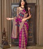 Magenta woven banarasi silk saree with blouse