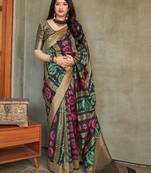 Black woven banarasi silk saree with blouse
