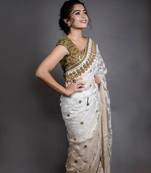 White Embroidered Georgette Saree With Blouse