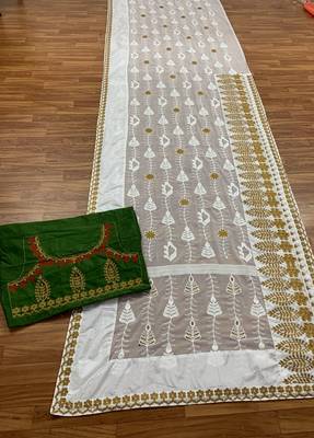 White Embroidered Georgette Saree With Blouse 2