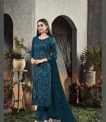 Blue embroidered santoon salwar