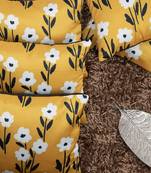 Mustard Yellow Set of 5 Floral Square Cushion Covers