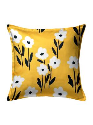 Mustard Yellow Set of 5 Floral Square Cushion Covers 2
