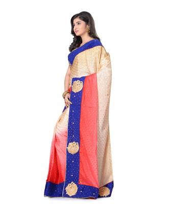 Pink Embroidered Jacquard Saree With Blouse 2