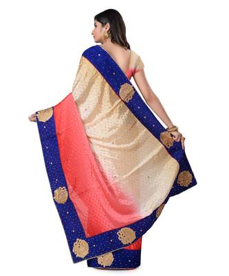 Pink Embroidered Jacquard Saree With Blouse 3
