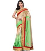 Green Embroidered Jacquard Saree With Blouse