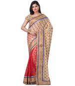 Beige Embroidered Brasso Saree With Blouse