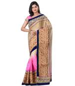 Pink Embroidered Jacquard Saree With Blouse