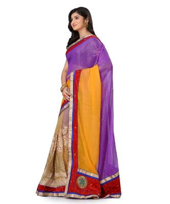 Yellow Embroidered Georgette Saree With Blouse 2