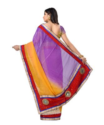 Yellow Embroidered Georgette Saree With Blouse 3