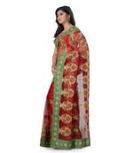 Red Embroidered Super_Net Saree With Blouse