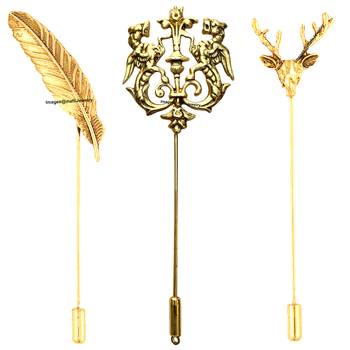 Mahi Gold Plated Trendy Combo of Lion,Leaf and Deer Lapel Pin Brooch CO1105073G 1