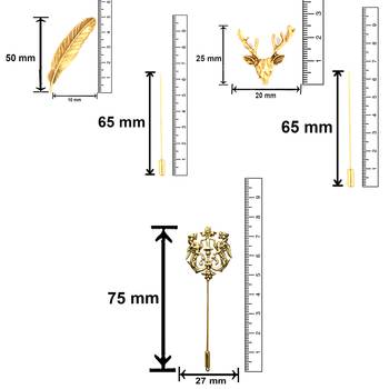 Mahi Gold Plated Trendy Combo of Lion,Leaf and Deer Lapel Pin Brooch CO1105073G 3