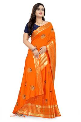 Yellow Embroidered Silk Saree With Blouse 3