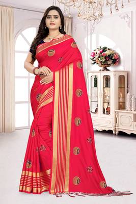 Pink Embroidered Silk Saree With Blouse 1