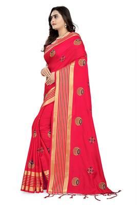 Pink Embroidered Silk Saree With Blouse 2