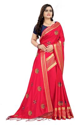 Pink Embroidered Silk Saree With Blouse 3