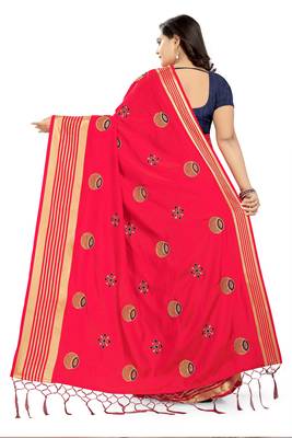 Pink Embroidered Silk Saree With Blouse 4