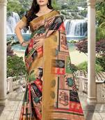 Pink Printed Silk Saree With Blouse