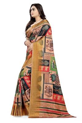 Pink Printed Silk Saree With Blouse 2