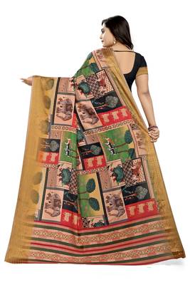 Pink Printed Silk Saree With Blouse 4