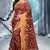 Brown Printed Silk Saree With Blouse