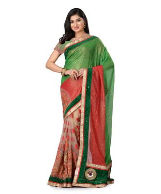 Black Embroidered Super_Net Saree With Blouse 1