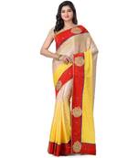 Yellow Embroidered Jacquard Saree With Blouse