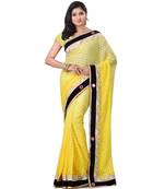 Yellow Embroidered Jacquard Saree With Blouse