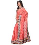 Pink Embroidered Jacquard Saree With Blouse