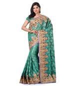 Gold Embroidered Jacquard Saree With Blouse