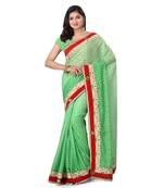 Green Embroidered Jacquard Saree With Blouse