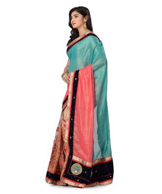 Pink Embroidered Jacquard Saree With Blouse 2