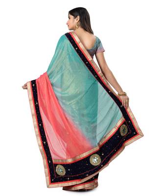 Pink Embroidered Jacquard Saree With Blouse 3