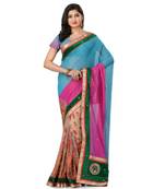 Magenta Embroidered Jacquard Saree With Blouse