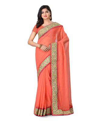 Pink Embroidered Shimmer Saree With Blouse 1
