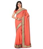 Pink Embroidered Shimmer Saree With Blouse