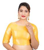 Banarasi Brocade Yellow Readymade Saree Blouse
