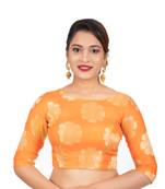 Banarasi Brocade Orange Readymade Saree Blouse