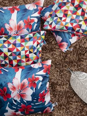 Multicoloured Set of 5 Floral Square Cushion Covers 1