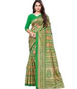 Green woven Silk blend saree with blouse