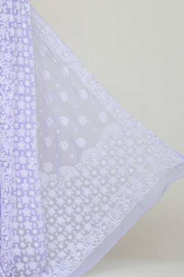 Lavender Color Hand Embroidered Work Lucknowi Designer Chikankari Saree 2