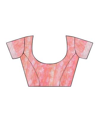 Peach printed linen saree with blouse 4