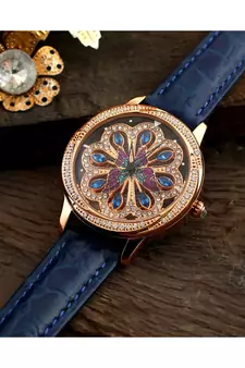 Blue Beautiful Butterfly Design Revolving Watch