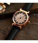 Black Flower Design Revolving Dail Watch