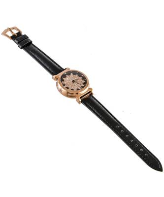 Black Flower Design Revolving Dail Watch 3