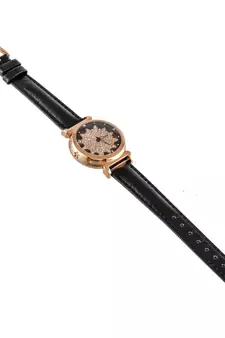 Black Flower Design Revolving Dail Watch