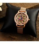 Rose Gold Butterfly Design Green Dail  Revolving Adjustable Magentic Watch